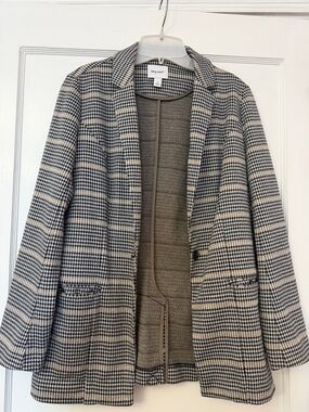 Nine West Black and Cream Houndstooth Blazer